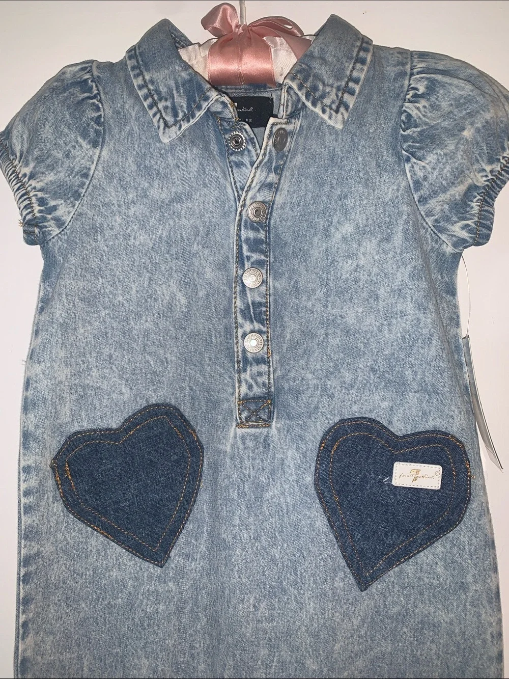 NWT 7 For All Mankind Cotton Denim Romper 12M Baby Girl